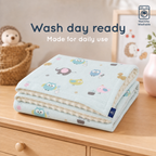 Baby Blanket - Blue Bird - 100% Muslin Cotton and Fleece material for ultra comfort
