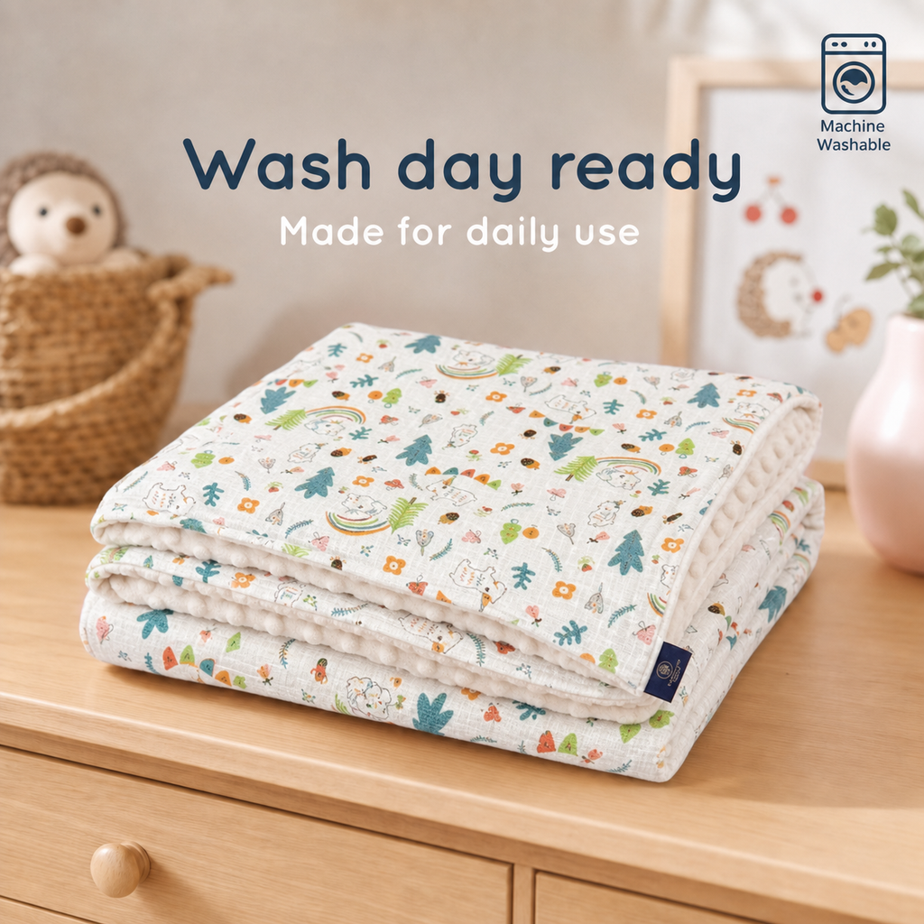 Baby Blanket - White Party - 100% Muslin Cotton and Fleece material for ultra comfort