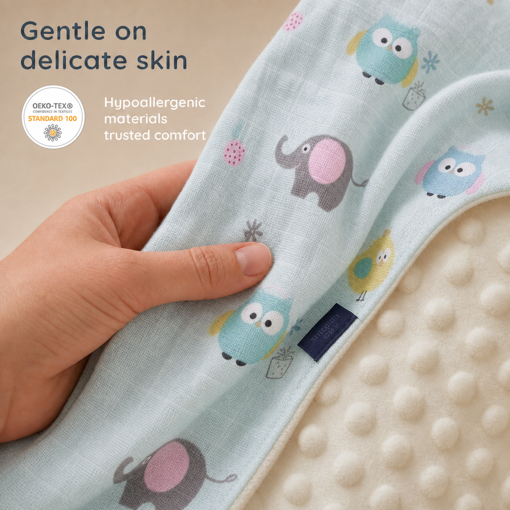 Baby Blanket - Blue Bird - 100% Muslin Cotton and Fleece material for ultra comfort