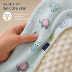 Baby Blanket - Blue Bird - 100% Muslin Cotton and Fleece material for ultra comfort