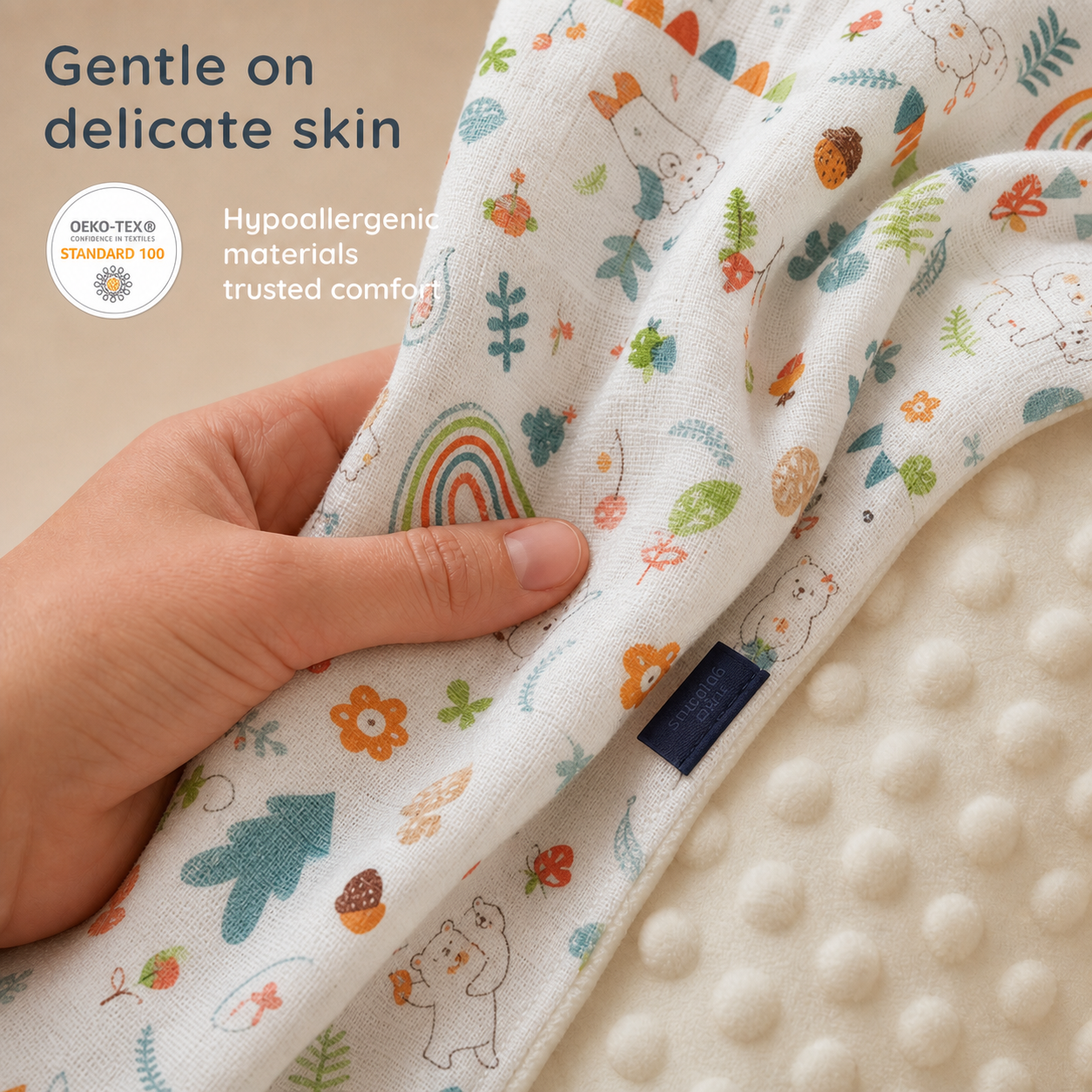 Baby Blanket - White Party - 100% Muslin Cotton and Fleece material for ultra comfort