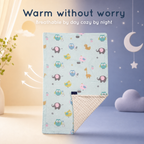Baby Blanket - Blue Bird - 100% Muslin Cotton and Fleece material for ultra comfort