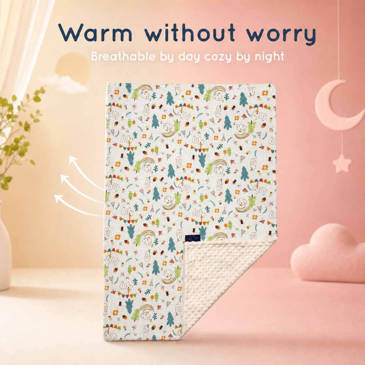 Baby Blanket - White Party - 100% Muslin Cotton and Fleece material for ultra comfort