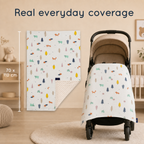 Baby Blanket - Beige Fox  - 100% Muslin Cotton and Fleece material for ultra comfort