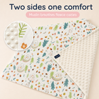 Baby Blanket - White Party - 100% Muslin Cotton and Fleece material for ultra comfort
