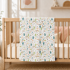 Baby Blanket - White Party - 100% Muslin Cotton and Fleece material for ultra comfort