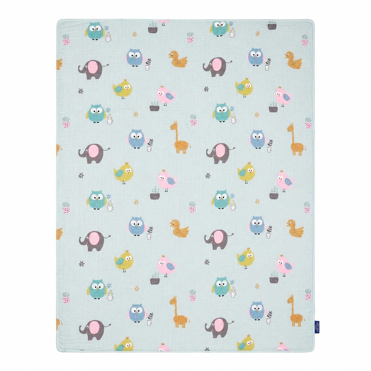 Baby Blanket - Blue Bird - 100% Muslin Cotton and Fleece material for ultra comfort