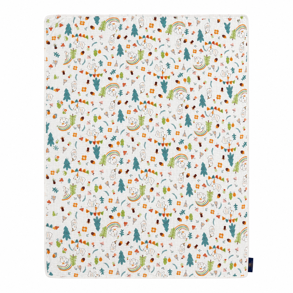 Baby Blanket - White Party - 100% Muslin Cotton and Fleece material for ultra comfort