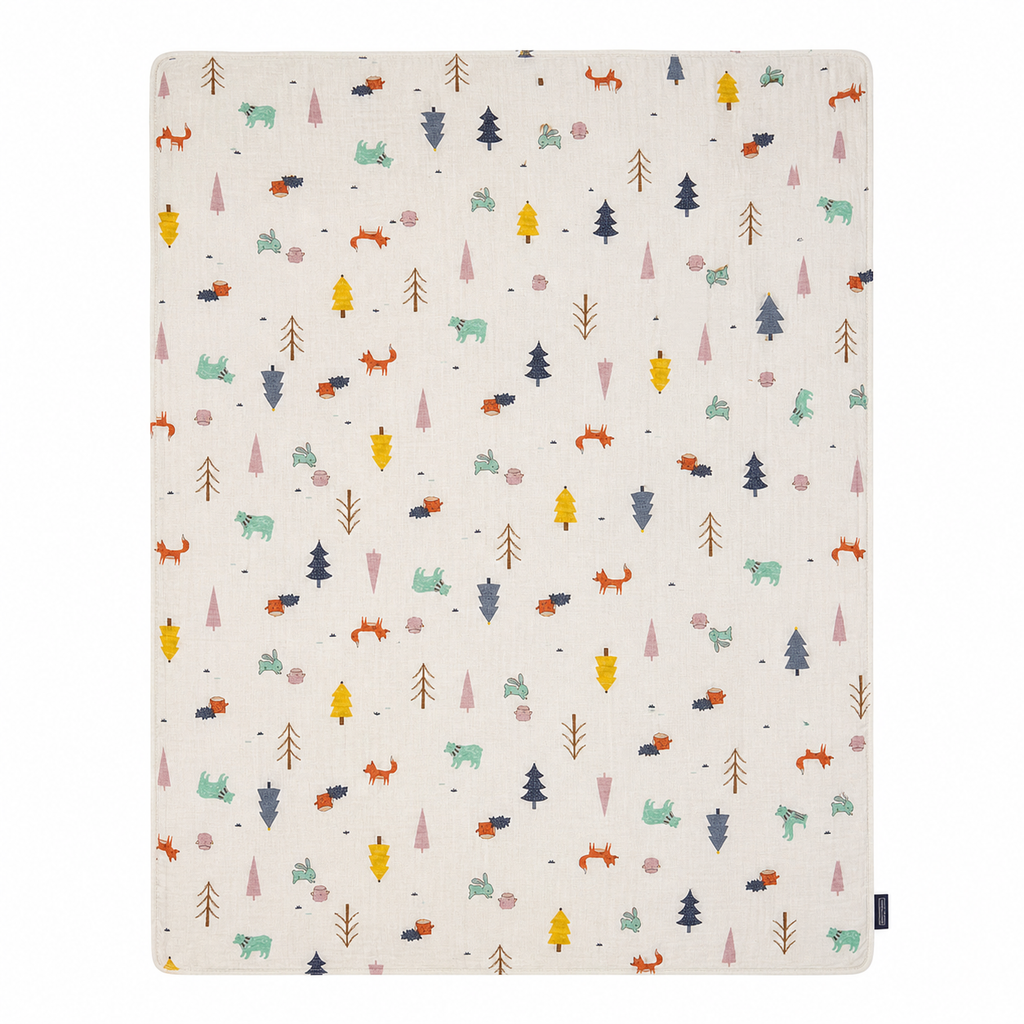 Baby Blanket - Beige Fox  - 100% Muslin Cotton and Fleece material for ultra comfort