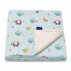 Baby Blanket - Blue Bird - 100% Muslin Cotton and Fleece material for ultra comfort