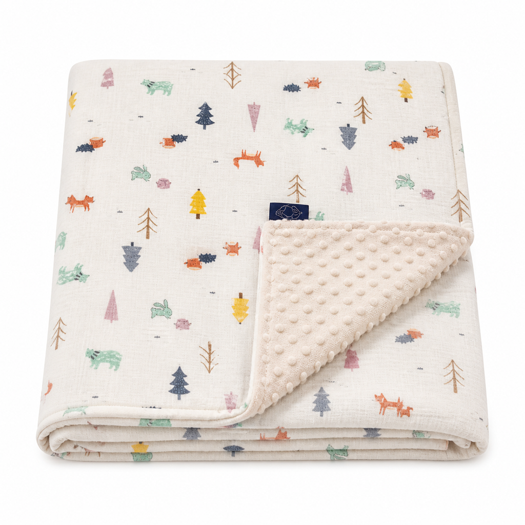 Baby Blanket - Blue Bird - 100% Muslin Cotton and Fleece material for ultra comfort