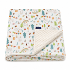 Baby Blanket - White Party - 100% Muslin Cotton and Fleece material for ultra comfort