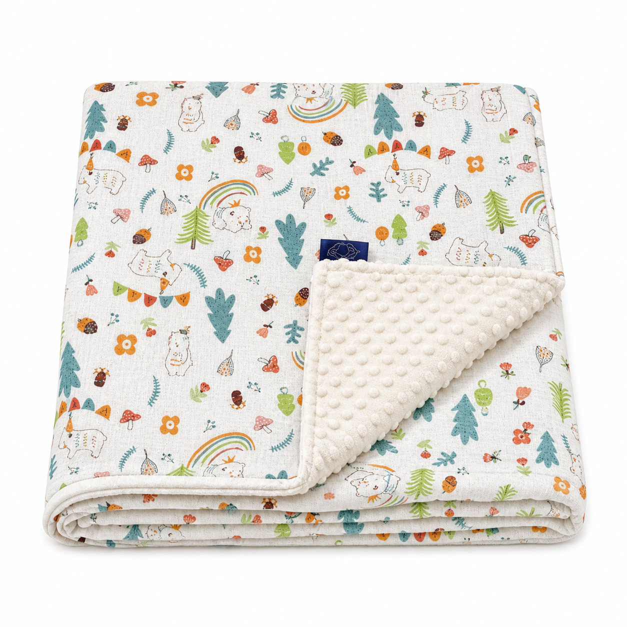 Baby Blanket - White Party - 100% Muslin Cotton and Fleece material for ultra comfort