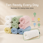 Baby Burp Cloths Pack of 10 in 100% Muslin Cotton – 6 Layers, Extra Absorbent Newborn Washcloths (30×50 cm), Soft Natural Face Towels for Sensitive Skin – in Multicolor (10)